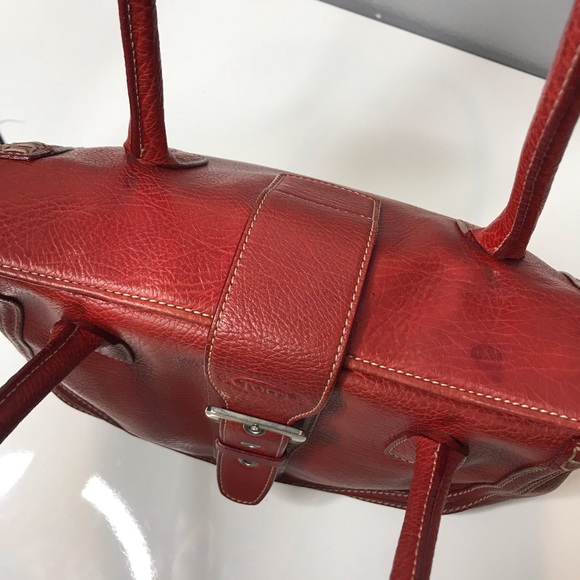 Tods Red Leather Buckle Satchel Shoulder Bag - Picture 5 of 8